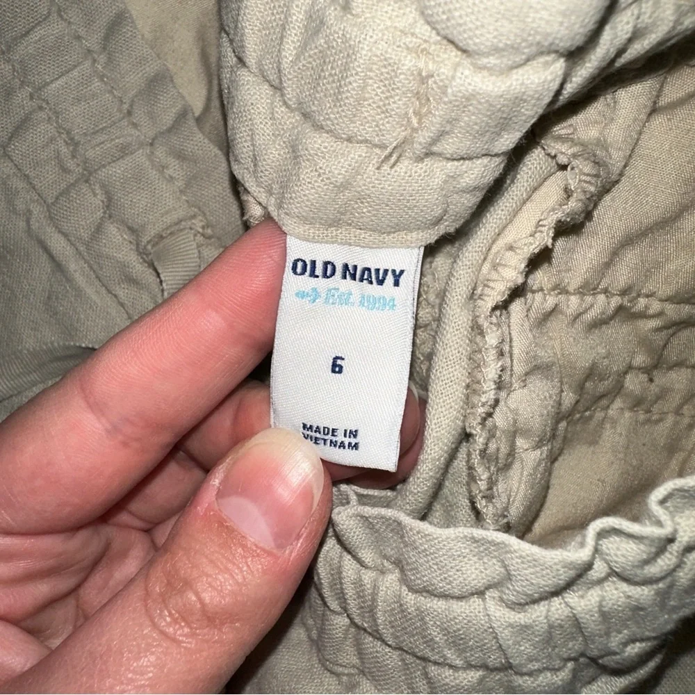 Old Navy | A Stones Throw Linen Paper Bag Shorts Tie Waist Cuffed Hem Beige